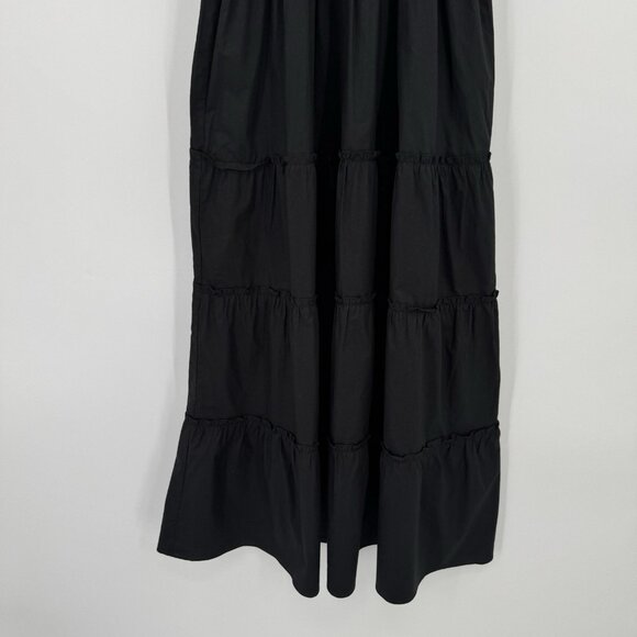 Quince Women's Organic Cotton Smocked Midi Dress sz S Black Sleeveless PO - Picture 3 of 7